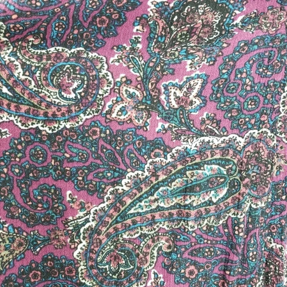 American Eagle Shift Peasant Dress Purple Paisley Keyhole Neck 3/4 Sleeve Boho - Picture 2 of 9